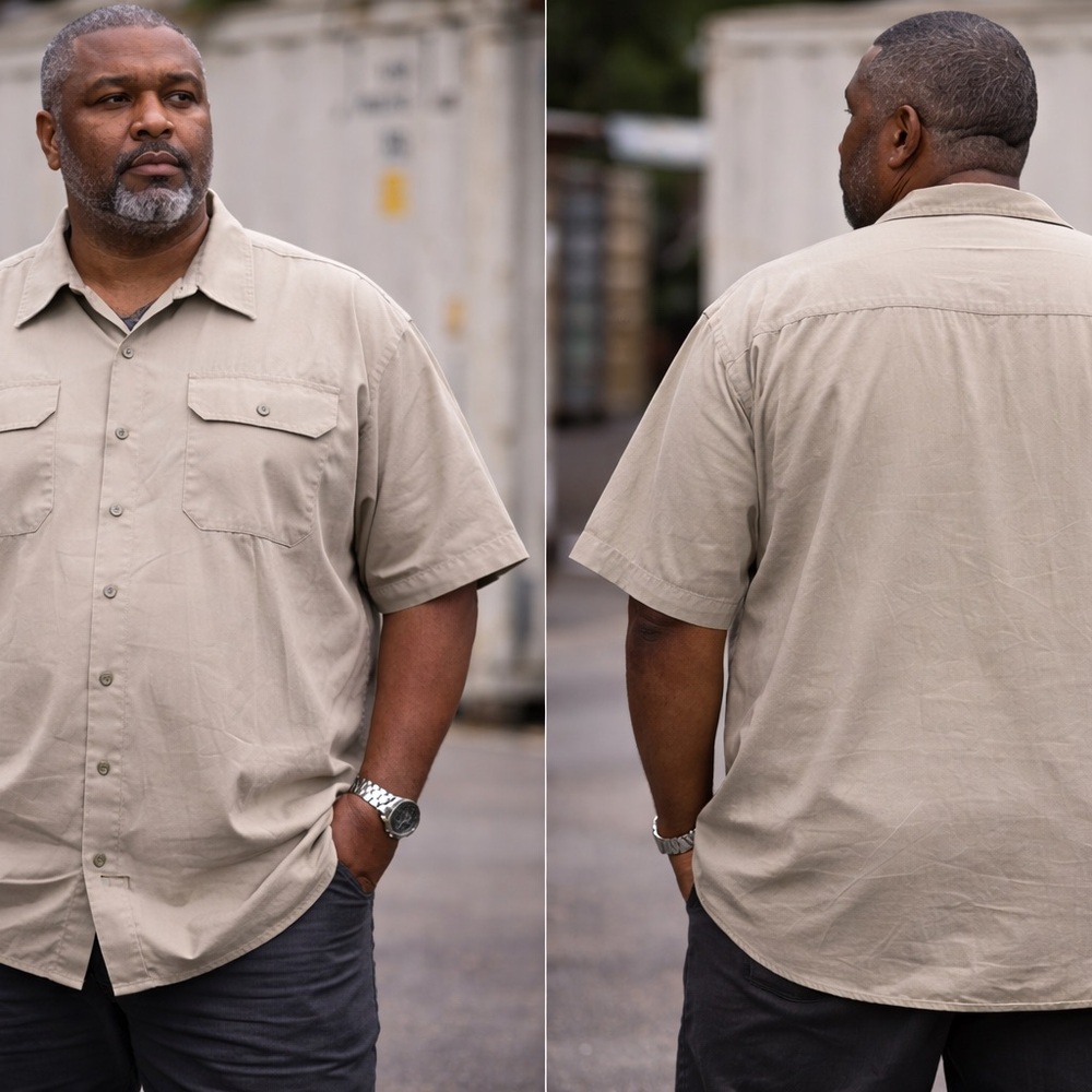 Dickies Men's‎ Short Sleeve Work Shirt 5XL Big Tall Plus Size Beige Workwear